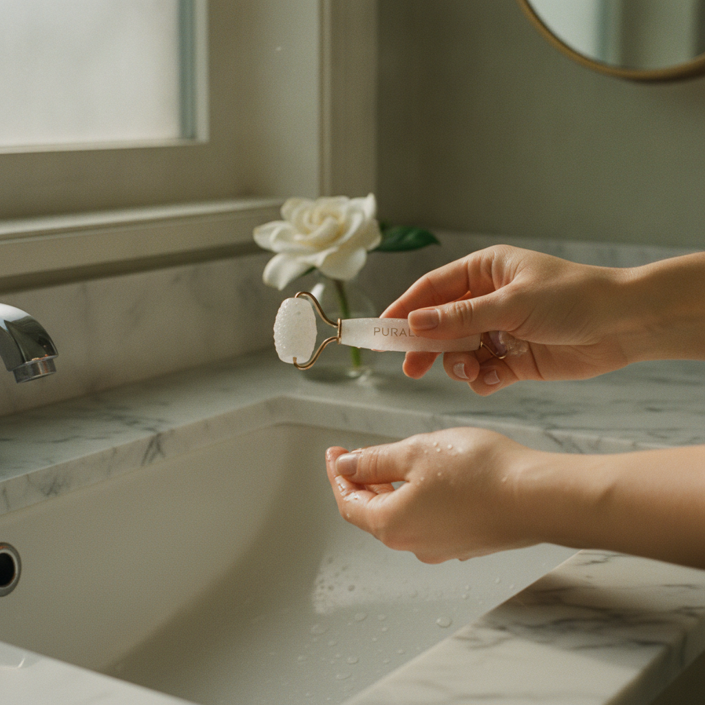 Morning routine with PURALUM crystal roller